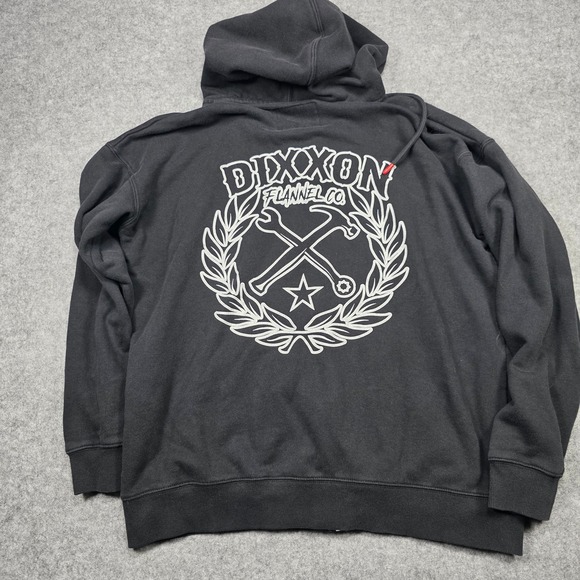 Dixxon Hoodie Mens L Black Full Zip Heavyweight Fleece Faded - Picture 8 of 10